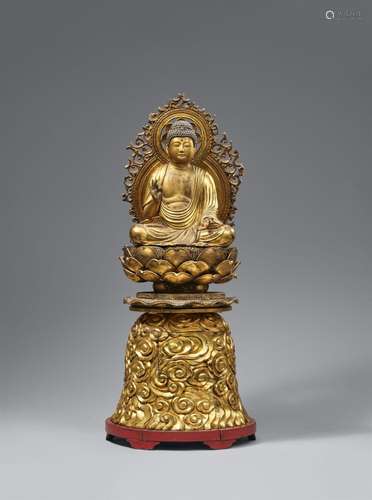 A gilt wood figure of Amida Nyorai. 18th/ early 19th century