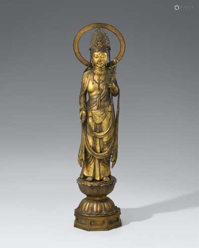 A very large bronze figure of Sho Kannon. Meiji period