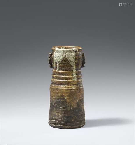 A large Iga flower vase (hanaire). Momoyama/early Edo period...