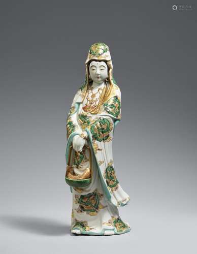 A late Kutani figure of Kannon Bosatsu. Early 20th century