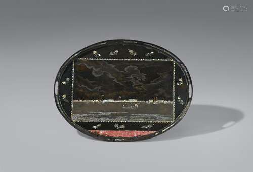 A very large Nagasaki wood and black lacquer tray. Around 18...