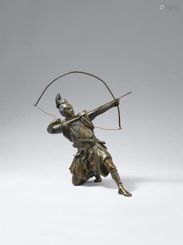 A copper alloy figure of an archer by Yoshimitsu. Around 190...