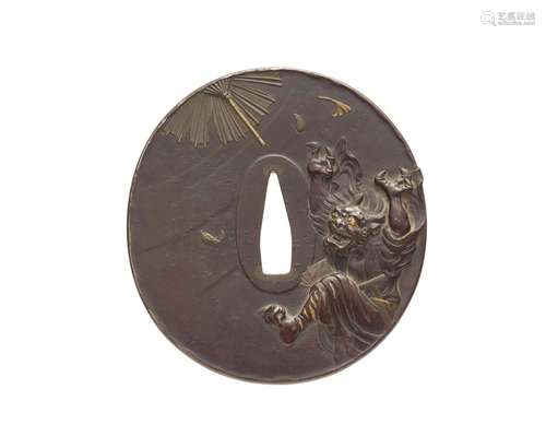 An iron tsuba. Late 19th century