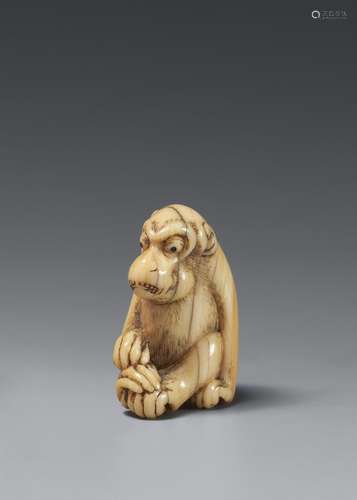 A small netsuke of a monkey. 18th century