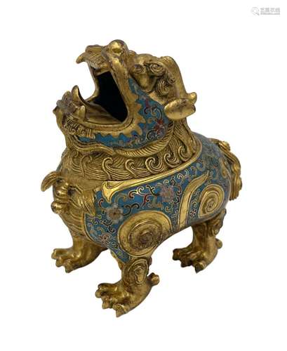 A CHINESE CLOISONNE ENAMEL LUDUAN-FORM CENSER