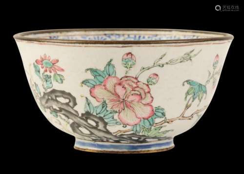 A CHINESE CANTON ENAMEL FAMILLE ROSE WINE CUP