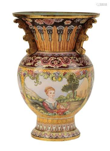 A CHINESE `BEIJING` ENAMEL EUROPEAN SUBJECT VASE