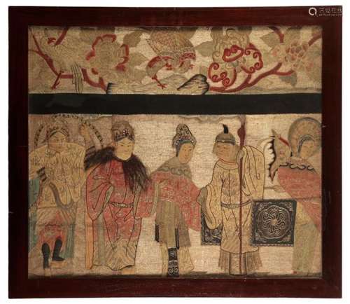 A CHINESE EMBROIDERED PANEL