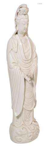 A DEHUA "BLANC DE CHINE" FIGURE OF GUANYIN,