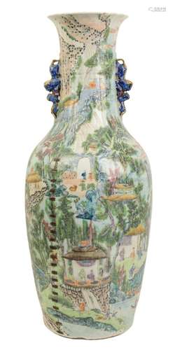 A LARGE CANTONESE FAMILLE VERTE VASE