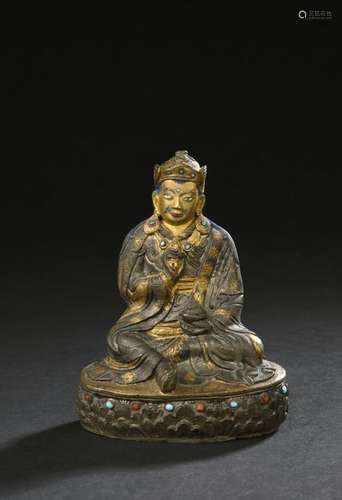 Statuette de Padmasambhava en bronze doré<br />
Tibet, XIXe ...