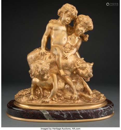 A Gilt Bronze Figural Group on Marble Plinth, late 19th cent...