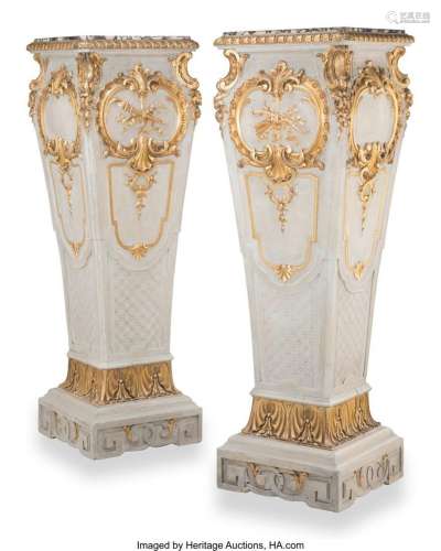 A Pair of Fin-de-Siècle-Style Partial-Gilt and Painted Wood ...