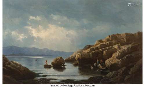 Auguste Martin (French, 1828-1910) Paysans à un bord de mer ...