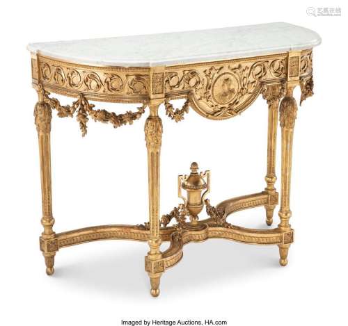 A Louis XVI-Style Marble and Giltwood Console, late 19th cen...