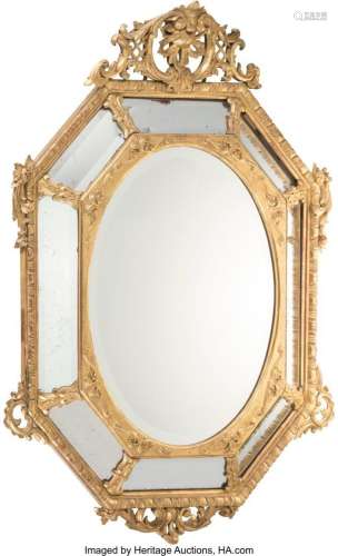 A Napoleon III Double Framed Octagonal Giltwood Mirror, 19th...