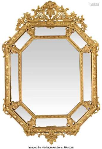 A Napoleon III Carved Giltwood Double Framed Octagonal Mirro...