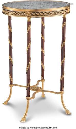 A Louis XVI-Style Gilt Bronze-Mounted Mahogany Side Table, e...