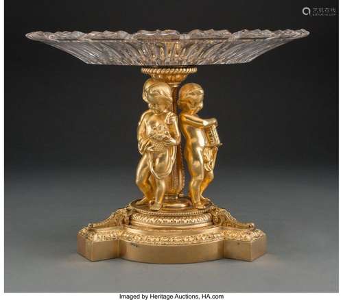 A Baccarat-Style Gilt Bronze and Cut-Glass Centerpiece, earl...