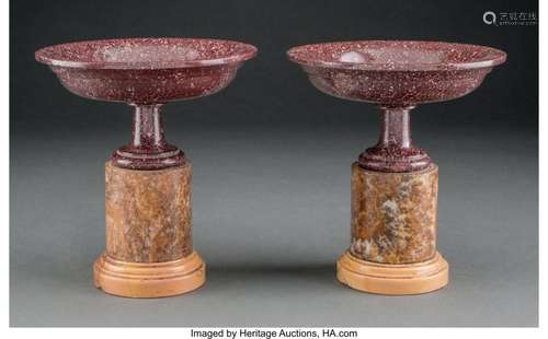 A Pair of Porphyry and Sienna Marble Tazze, 19th century 6-1...