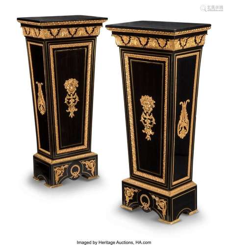 A Pair of Napoleon III-Style Gilt Bronze-Mounted Pedestals, ...