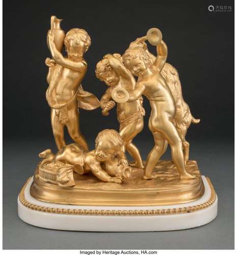 A Sèvres Gilt Bronze Figural Group on a Marble Plinth in the...