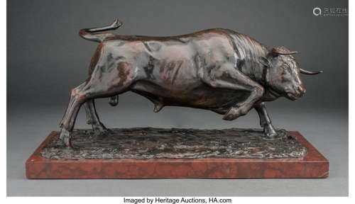 René Durquet (French, 19th/20th century) Bull Patinated bron...