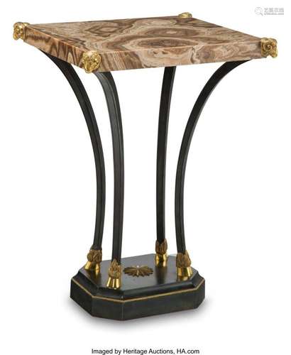 A Gilt and Patinated Bronze Directoire Side Table with Marbl...