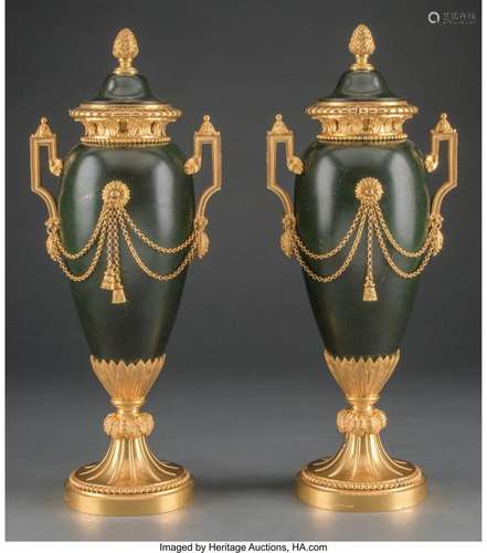 A Pair of Louis XVI-Style Gilt and Patinated Bronze Covered ...