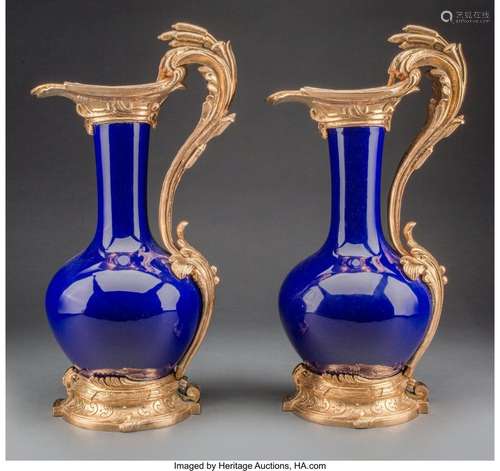 A Pair of Fin-de-Siècle Gilt Metal-Mounted Glazed Porcelain ...