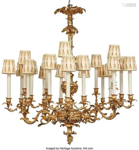 A Rococo Revival Gilt Bronze Twenty-Light Chandelier, 19th c...