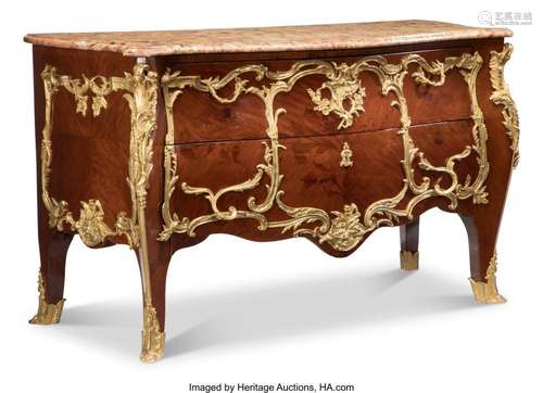 A Louis XV-Style Gilt Bronze-Mounted Mahogany Bombe Commode ...