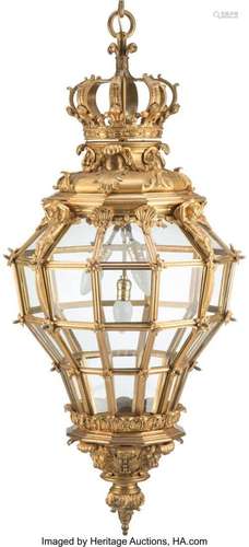 A Louis XIV-Style Gilt Bronze and Cut Glass Lantern after Or...