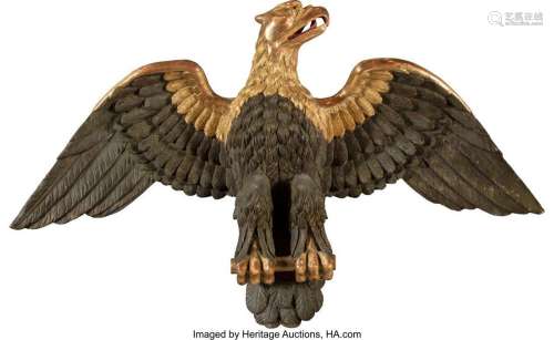 A Continental Partial Gilt and Painted Carved Wood Eagle, 20...