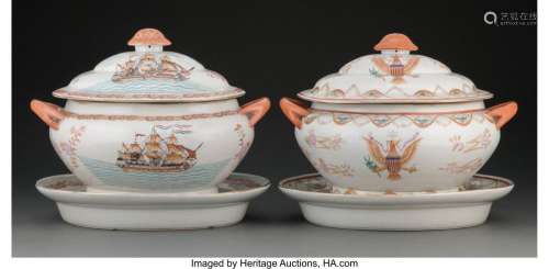 A Pair of Chinese Export Porcelain Tureens with Underplates ...