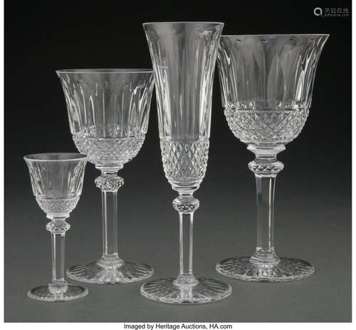 A Sixty-Piece St. Louis Tommy Pattern Glass Stemware Service...