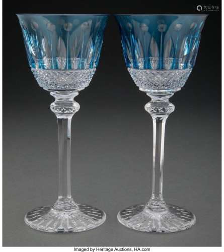 A Set of Eight St. Louis Tommy Pattern Blue-to-Clear Glass H...