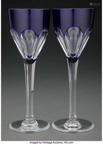 A Set of Twenty-Four St. Louis Chambord Pattern Blue Cut-to-...