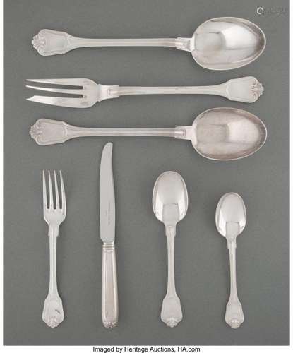 A Seventy-Nine-Piece Christofle Dupleix Pattern Silver Lunch...