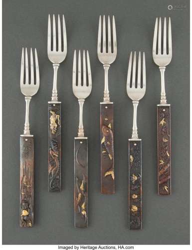 Six Gorham Mfg. Co. Silver and Mixed Metal Forks, Providence...