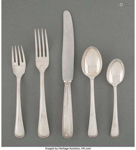 A Forty-Piece Buccellati Old Italian Pattern Silver Flatware...