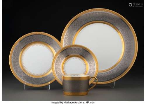 A Sixty-Four-Piece Limoges Ceralene Gold and Platinum Byzanc...