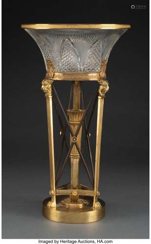 An Empire-Style Gilt Bronze-Mounted Cut-Glass Centerpiece, c...