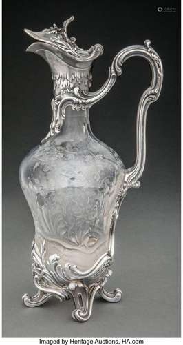 A Boin Taburet Rococo Revival Silver and Etched Glass Wine E...