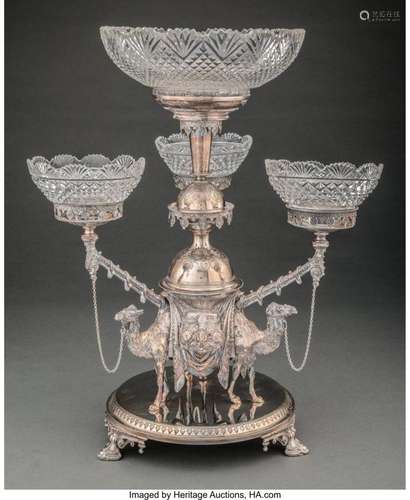 A Victorian Cut-Glass and Silver-Plated Epergne, circa 1872 ...