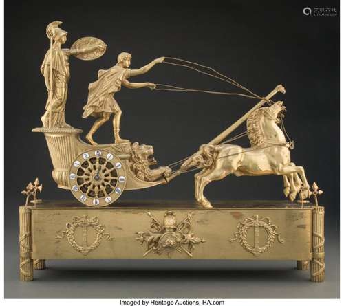 An Empire-Style Gilt Bronze Figural Clock, late 19th century...