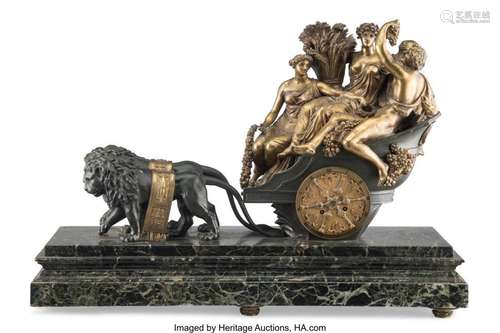 A Neoclassical Gilt and Patinated Bronze and Marble Figural ...