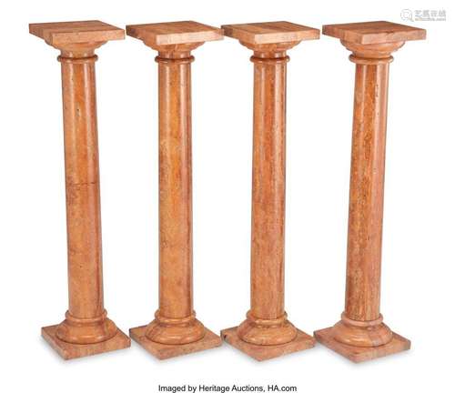 A Set of Four Rouge Marble Pedestals, 20th century 39-1/2 x ...