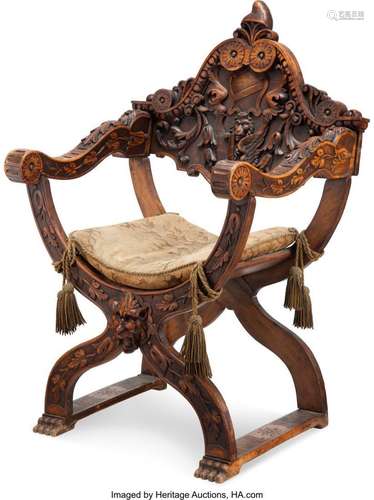 A Renaissance Revival Walnut Hall Chair, late 19th century 3...