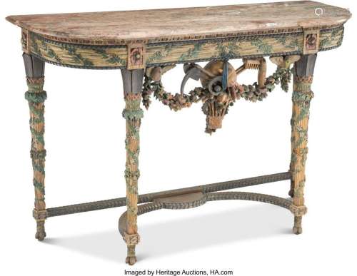 A Louis XVI-Style Paint-Decorated Carved Wood Console, 19th ...